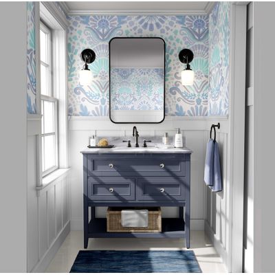 Adesivo de Parede Azul Contemporâneo Removível, Rolo Vinílico Autoadesivo Impermeável com Motivos Étnicos para Armários e Cômoda - S4Sassy 63,5 cm (L) × 914,4 cm (C) / Azul - Vinil Texturizado
