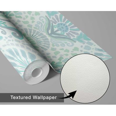 Papel Contact Verde Contemporâneo Removível com Motivos Étnicos para Paredes, Armários e Cômoda Autoadesivo Vinílico Impermeável - S4sassy 63,5 cm (L) × 152,4 cm (C) / Verde - Vinil Texturizado