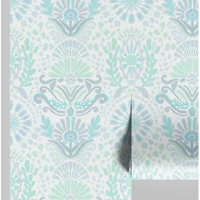Papel Contact Verde Contemporâneo Removível com Motivos Étnicos para Paredes, Armários e Cômoda Autoadesivo Vinílico Impermeável - S4sassy 63,5 cm (L) × 152,4 cm (C) / Verde - Vinil Texturizado
