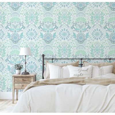 Papel Contact Verde Contemporâneo Removível com Motivos Étnicos para Paredes, Armários e Cômoda Autoadesivo Vinílico Impermeável - S4sassy 63,5 cm (L) × 152,4 cm (C) / Verde - Vinil Texturizado