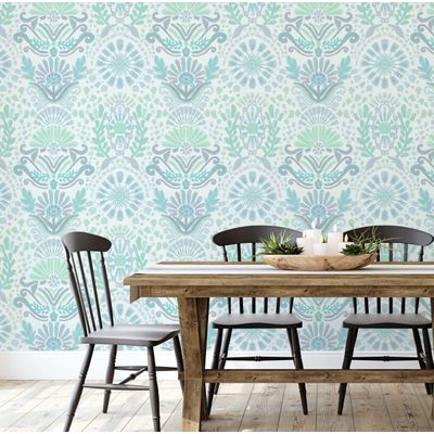 Papel Contact Verde Contemporâneo Removível com Motivos Étnicos para Paredes, Armários e Cômoda Autoadesivo Vinílico Impermeável - S4sassy 63,5 cm (L) × 152,4 cm (C) / Verde - Vinil Texturizado