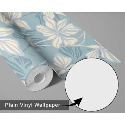Papel Contact Vinílico Removível À Prova D'Água, Estampa Lily Bloom Inspirada na Natureza para Paredes e Armários, Azul - S4sassy 63,5 cm (L) × 152,4 cm (C) / Azul - Vinil Texturizado