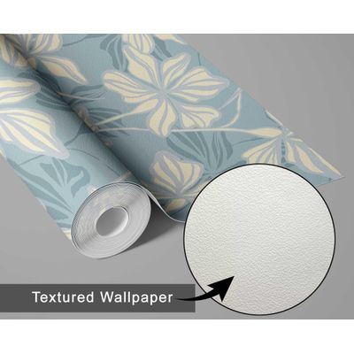 Papel Contact Vinílico Removível À Prova D'Água, Estampa Lily Bloom Inspirada na Natureza para Paredes e Armários, Azul - S4sassy 63,5 cm (L) × 152,4 cm (C) / Azul - Vinil Texturizado