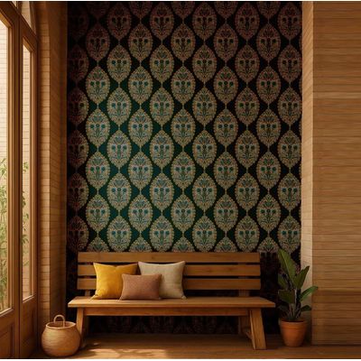 Papel de Parede Floral Paisley Azul, Vinílico Autoadesivo, Fácil de Aplicar para Quarto Estilo Fazenda, Sala, Armários e Ambientes - S4Sassy 63,5 cm (L) × 152,4 cm (C) / Azul - Vinil Texturizado