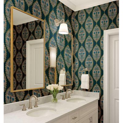Papel de Parede Floral Paisley Azul, Vinílico Autoadesivo, Fácil de Aplicar para Quarto Estilo Fazenda, Sala, Armários e Ambientes - S4Sassy 63,5 cm (L) × 152,4 cm (C) / Azul - Vinil Texturizado