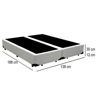 Cama Box Casal Bipartido Sintético Mega Cama Branco 138x188x42cm