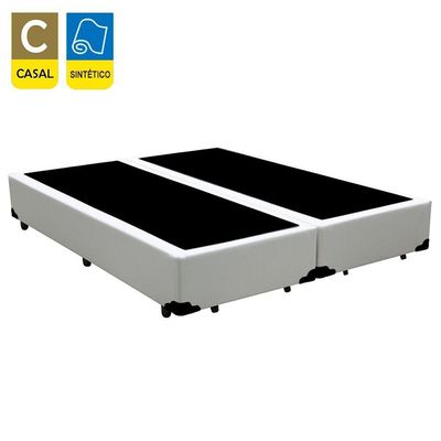 Cama Box Casal Bipartido Sintético Mega Cama Branco 138x188x42cm