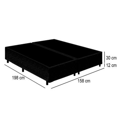 Cama Box Queen Bipartido Suede Mega Cama Preto 158x198x42cm
