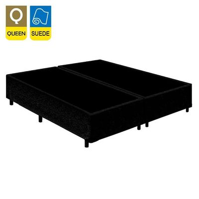 Cama Box Queen Bipartido Suede Mega Cama Preto 158x198x42cm