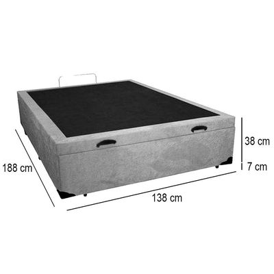Cama Box Baú Casal Suede Mega Cama Cinza 138x188x45cm