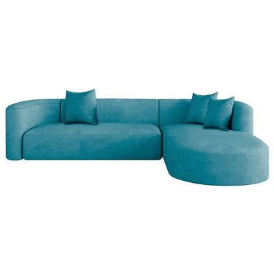 Sofá Modular Celinne Luxuoso Sala De Estar Decoração Luxo 265cm Suede Corano Azul Turquesa