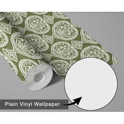 Papel de Parede Coração Verde, Vinil Autoadesivo, Aplicação Fácil Faça Você Mesmo Para Quarto Estilo Fazenda, Sala, Armário - S4Sassy 63,5 cm (L) × 304,8 cm (C) / Verde - Vinil Liso