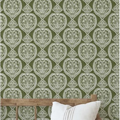 Papel de Parede Coração Verde, Vinil Autoadesivo, Aplicação Fácil Faça Você Mesmo Para Quarto Estilo Fazenda, Sala, Armário - S4Sassy 63,5 cm (L) × 304,8 cm (C) / Verde - Vinil Liso