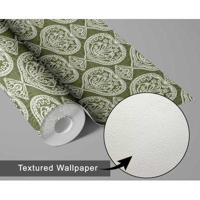 Papel de Parede Coração Verde, Vinil Autoadesivo, Aplicação Fácil Faça Você Mesmo Para Quarto Estilo Fazenda, Sala, Armário - S4Sassy 63,5 cm (L) × 304,8 cm (C) / Verde - Vinil Texturizado