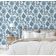 Papel de Parede Vinílico Autoadesivo Estampa Floral Vintage Azul Impermeável Removível Asiático para Quartos, Salas, Armários - S4Sassy 63,5 cm (L) × 914,4 cm (C) / Azul - Vinil Liso