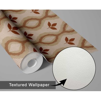 Papel de Parede Marrom com Motivo Tribal de Folhas, Vinil Autoadesivo, Fácil Aplicação para Quarto, Armários e Sala - S4Sassy 63,5 cm (L) × 152,4 cm (C) / Marrom - Vinil Texturizado
