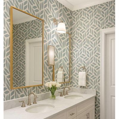 Papel de Parede Moderno Estampa em Grade de Folhas Azul, Vinil Autoadesivo Decorativo Fácil DIY para Quarto, Armários e Sala - S4Sassy 63,5 cm (L) × 304,8 cm (C) / Azul - Vinil Liso