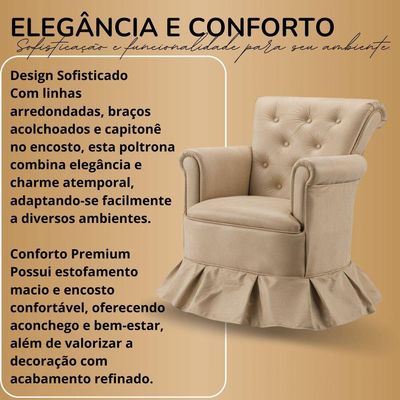 Poltrona Amamentação Quarto Bebê Confortável Descanso Sala Leitura Suede Cinza