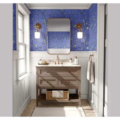 Adesivo de Parede Removível Estilo Natureza Impermeável, Vinhas Azuis, Rolo Vinílico Autoadesivo para Paredes, Armários e Cômoda - S4sassy 63,5 cm (L) × 304,8 cm (C) / Azul - Vinil Liso