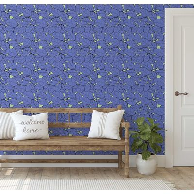 Adesivo de Parede Removível Estilo Natureza Impermeável, Vinhas Azuis, Rolo Vinílico Autoadesivo para Paredes, Armários e Cômoda - S4sassy 63,5 cm (L) × 304,8 cm (C) / Azul - Vinil Liso