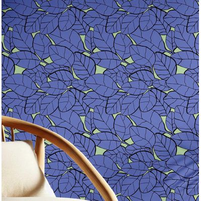 Adesivo de Parede Removível Estilo Natureza Impermeável, Vinhas Azuis, Rolo Vinílico Autoadesivo para Paredes, Armários e Cômoda - S4sassy 63,5 cm (L) × 304,8 cm (C) / Azul - Vinil Liso