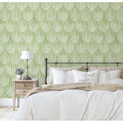 Papel de Parede Vintage com Árvore de Cipreste Verde, Vinil Autoadesivo, Aplicação DIY para Quarto Fazenda, Armários e Ambientes - S4Sassy 63,5 cm (L) × 304,8 cm (C) / Verde - Vinil Liso