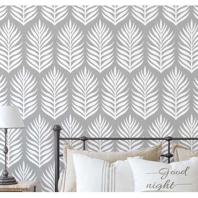 Papel de Parede Vinílico Autoadesivo Removível Folha de Palmeira Impermeável Cinza para Quarto, Sala, Locatários e Armários - S4Sassy 63,5 cm (L) × 914,4 cm (C) / Cinza - Vinil Liso