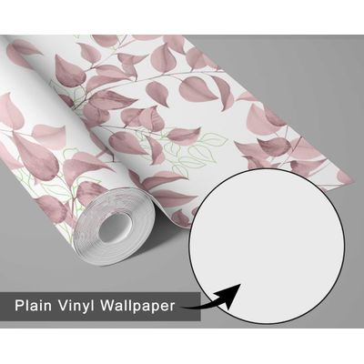 Papel de Parede Vinílico Autoadesivo Folhas Aquarela Chique Impermeável Rosa, Removível para Quartos, Salas, Locatários e Armários - S4Sassy 63,5 cm (L) × 914,4 cm (C) / Rosa - Vinil Texturizado