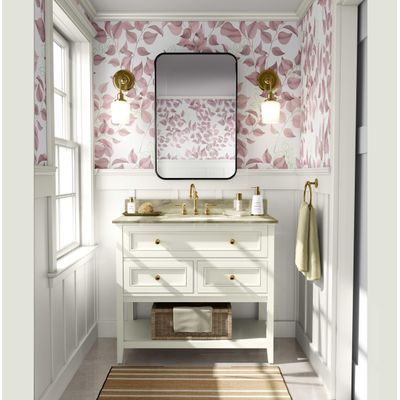 Papel de Parede Vinílico Autoadesivo Folhas Aquarela Chique Impermeável Rosa, Removível para Quartos, Salas, Locatários e Armários - S4Sassy 63,5 cm (L) × 914,4 cm (C) / Rosa - Vinil Texturizado