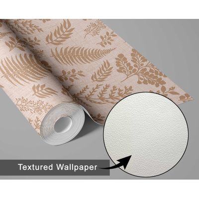 Papel de Parede Vinílico Autoadesivo Removível, Botânica Chic, Bege Impermeável, para Quartos, Salas, Locação e Armários - S4Sassy 63,5 cm (L) × 152,4 cm (C) / Bege - Vinil Texturizado