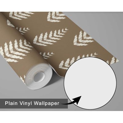 Vinil Autoadesivo Estampa Ikat de Folhas Impermeável Marrom Removível Estilo Asiático Para Quartos, Salas e Armários - S4Sassy 63,5 cm (L) × 914,4 cm (C) / Marrom - Vinil Texturizado