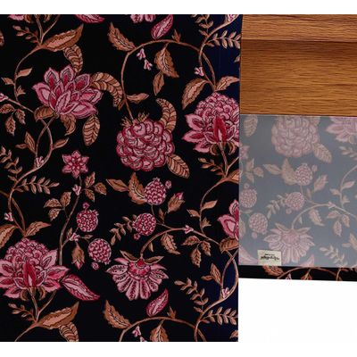 Caminho de Mesa em Sarja de Algodão, Design Floral Artesanal, Lavável, 36 cm de Largura para Cozinha, Sala de Estar e Eventos - Vargottam 35,56 Cm (L) × 228,6 Cm (C) / Azul