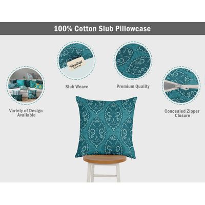 Capa de Almofada Decorativa Estampada com Tema Azul - Vargottam 50,8 Cm × 50,8 Cm – Quadrado / Azul