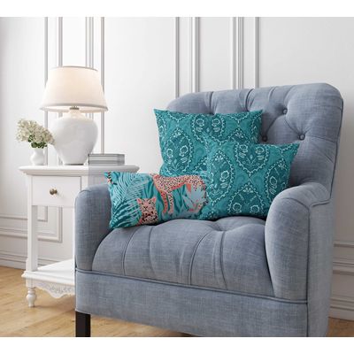 Capa de Almofada Decorativa Estampada com Tema Azul - Vargottam 50,8 Cm × 50,8 Cm – Quadrado / Azul