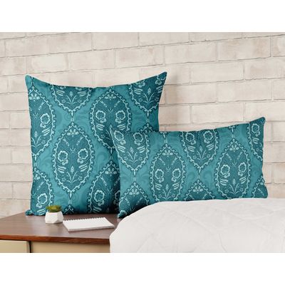 Capa de Almofada Decorativa Estampada com Tema Azul - Vargottam 50,8 Cm × 50,8 Cm – Quadrado / Azul