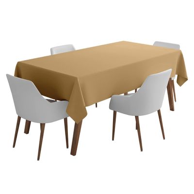 Toalhas de Mesa Impermeáveis para Interior e Exterior, Capas de Mesa Primavera/Verão para Mesa Circular, Churrasco e Piquenique - Vargottam 147,32 Cm × 304,8 Cm – Com Furo Para Guarda-Sol / Bege