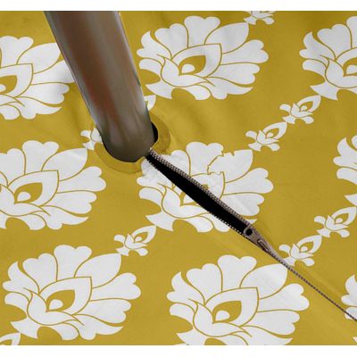 Toalhas de Mesa Impermeáveis para Uso Interno e Externo para Pátio - Capas Primavera/Verão para Quintal, Churrasco e Piquenique - Vargottam 147,32 Cm × 304,8 Cm – Com Furo Para Guarda-Sol / Amarelo