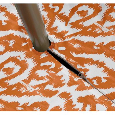 Toalha de Mesa Interna/Externa Impermeável para Pátio, Capa de Mesa Primavera/Verão para Quintal/Churrasco/Piquenique - Vargottam 147,32 Cm × 147,32 Cm – Quadrado Com Furo Para Guarda-Sol / Laranja