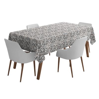 Toalha de Mesa Impermeável para Uso Interno e Externo, Pátio, Primavera/Verão, Mesa de Quintal/Churrascos/Piquenique - Vargottam 147,32 Cm × 147,32 Cm – Quadrado Com Furo Para Guarda-Sol / Cinza
