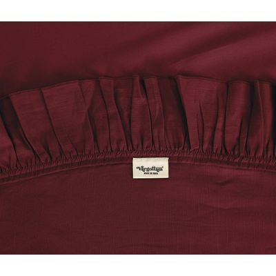 Toalha de Mesa de Algodão com Babados, Redonda, Capa Protetora Lisa, Estilo Farmhouse, Lavável, Vermelha - Vargottam 152,4 Cm × 213,36 Cm – Retangular / Vermelho