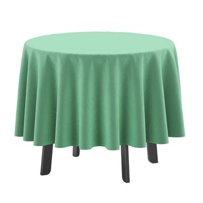 Toalha de Mesa Redonda 147 cm Impermeável com Furo para Guarda-Sol, Interno/Externo, Quintal/Churrasco - Verde Água-Marinha - Vargottam 147,32 Cm × 147,32 Cm / Verde