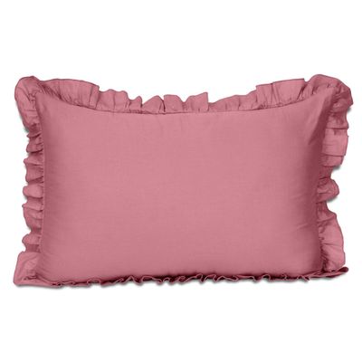 Capa de Almofada com Babados em Algodão, Shabby Chic, Decoração Farmhouse - Vargottam 66,04 Cm × 50,8 Cm / Rosa