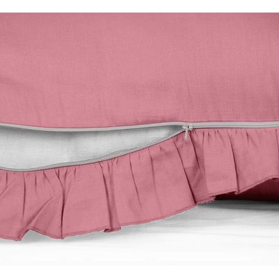Capa de Almofada com Babados em Algodão, Shabby Chic, Decoração Farmhouse - Vargottam 66,04 Cm × 50,8 Cm / Rosa