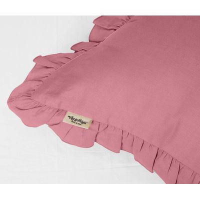 Capa de Almofada com Babados em Algodão, Shabby Chic, Decoração Farmhouse - Vargottam 66,04 Cm × 50,8 Cm / Rosa
