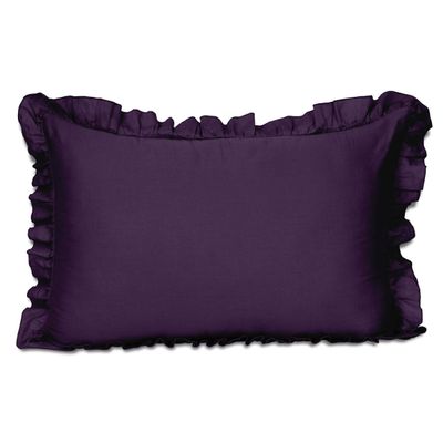 Capa Decorativa de Almofada com Babados em Algodão Shabby Chic Estilo Farmhouse - Vargottam 50,8 Cm × 76,2 Cm / Roxo