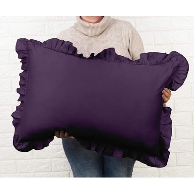 Capa Decorativa de Almofada com Babados em Algodão Shabby Chic Estilo Farmhouse - Vargottam 50,8 Cm × 76,2 Cm / Roxo