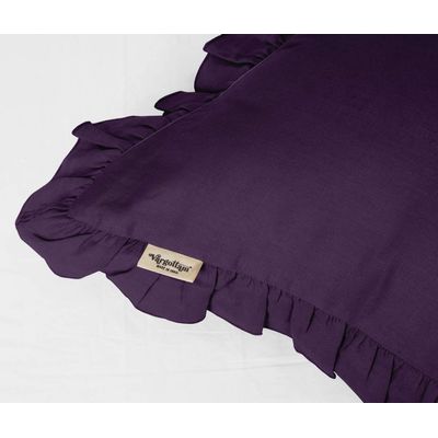 Capa Decorativa de Almofada com Babados em Algodão Shabby Chic Estilo Farmhouse - Vargottam 50,8 Cm × 76,2 Cm / Roxo