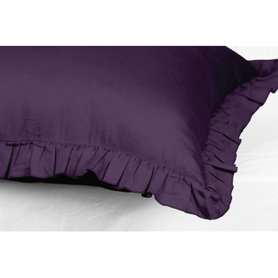 Capa Decorativa de Almofada com Babados em Algodão Shabby Chic Estilo Farmhouse - Vargottam 50,8 Cm × 76,2 Cm / Roxo