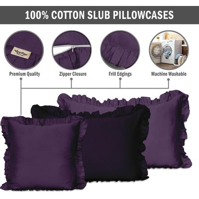 Capa Decorativa de Almofada com Babados em Algodão Shabby Chic Estilo Farmhouse - Vargottam 50,8 Cm × 76,2 Cm / Roxo