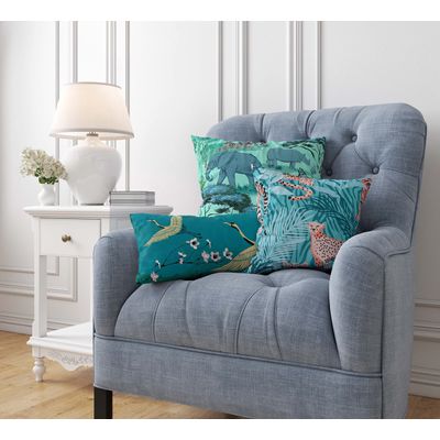 Capa de Almofada Lombar Decorativa com Estampa Azul - Vargottam 60,96 Cm × 35,56 Cm / Azul